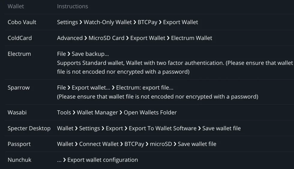 export-onchain-wallet-for-lightning-checkout-980x564 Onboarden via verschillende hardware wallets en signing devices.